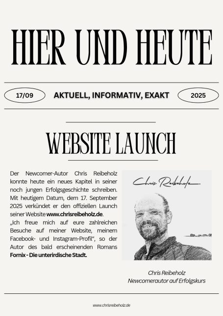 Anzeige im Stil eines Zeitungsartikels zum Websitelaunch